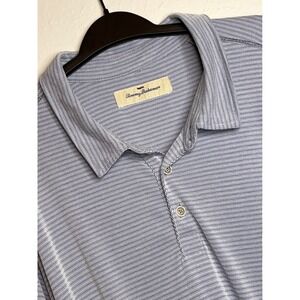Tommy Bahama Mens 3XL Blue Textured Stripe Modal Blend Short Sleeve Polo Shirt